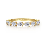 14K Yellow Gold East West Prong Set Pear Shape Diamond Anniversary Band