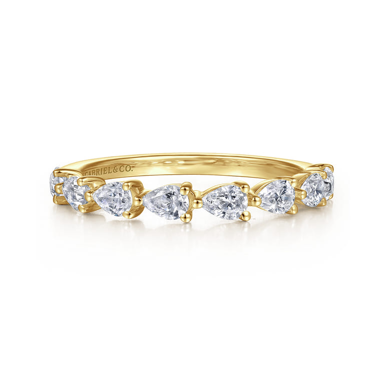 Fancy Wedding Ring in 14k Yellow Gold with Pear Natural Diamond at Gabriel & Co. - Shot 1