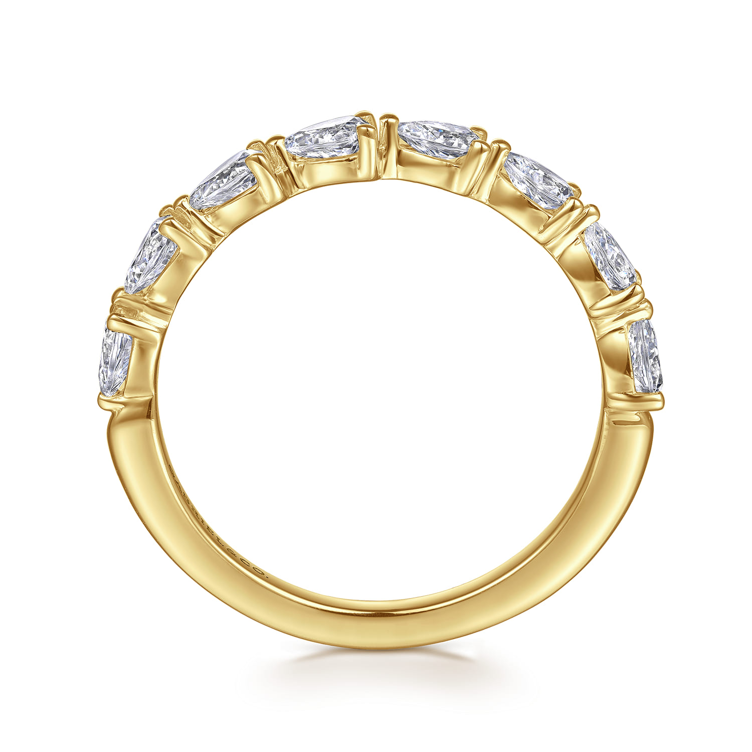 Fancy Wedding Ring in 14k Yellow Gold with Pear Natural Diamond at Gabriel & Co. - Shot 2