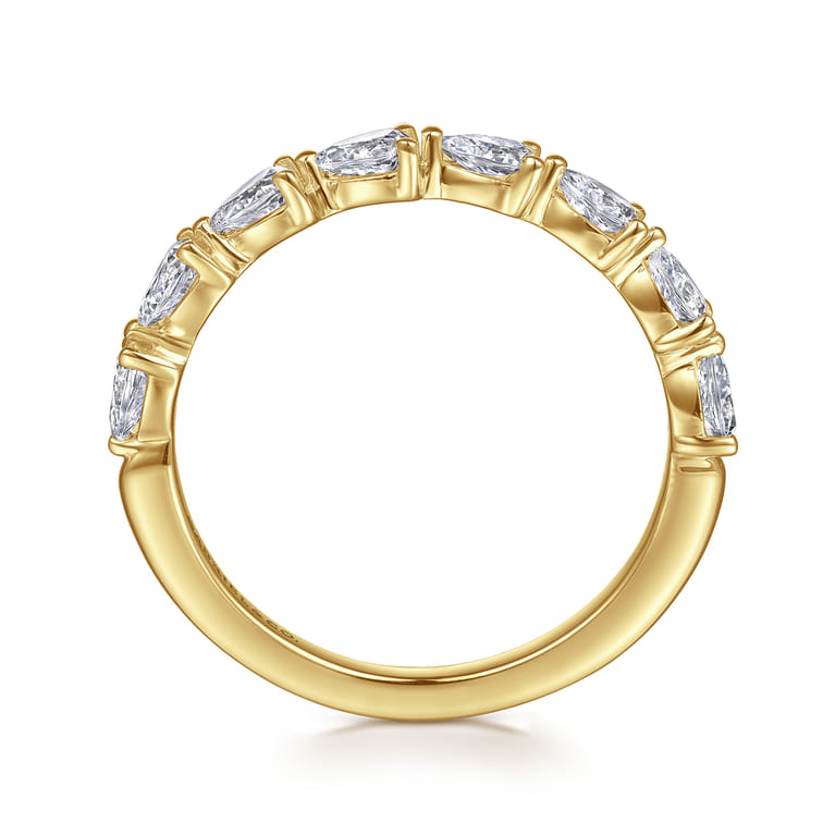 Fancy Wedding Ring in 14k Yellow Gold with Pear Natural Diamond at Gabriel & Co. - Shot 2