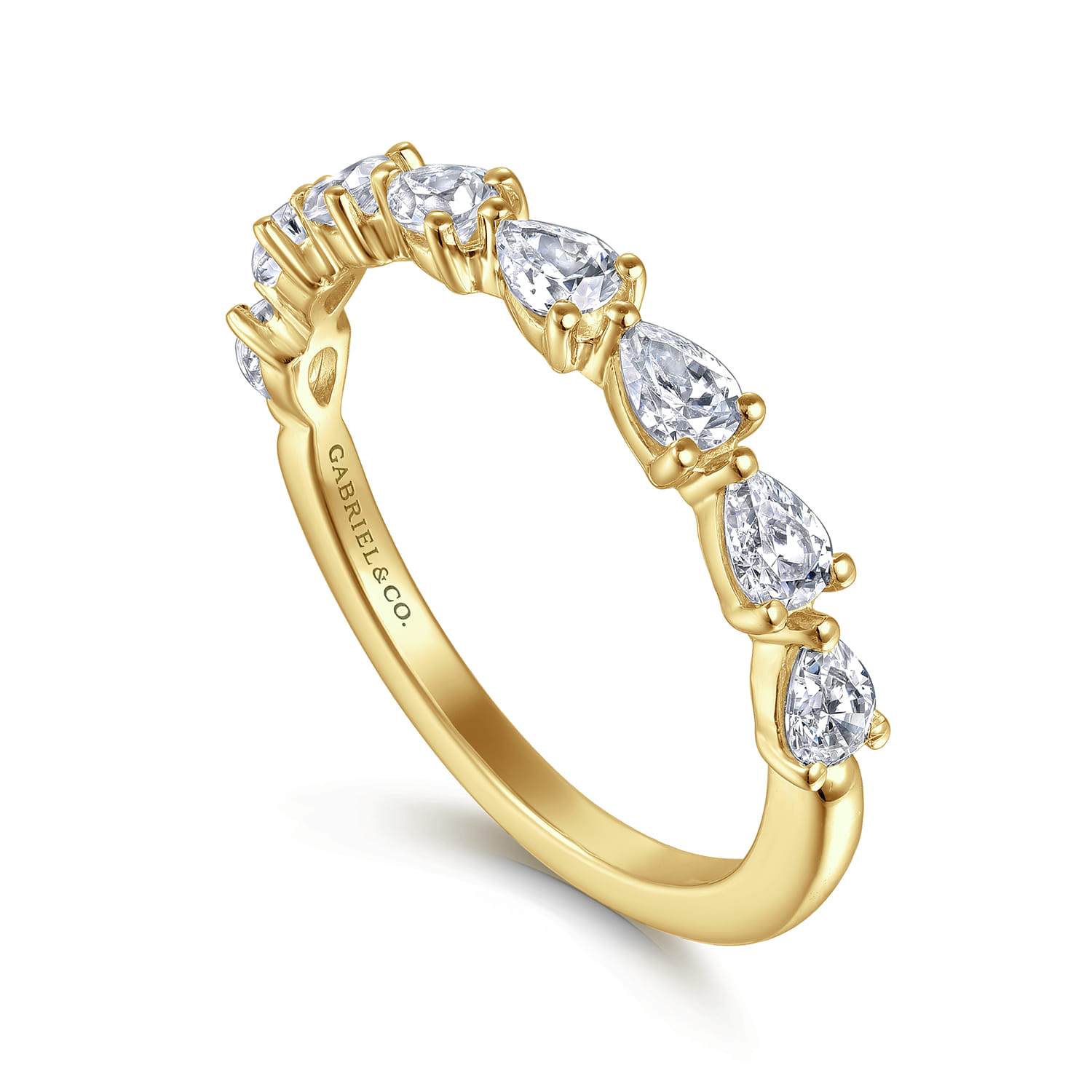 Fancy Wedding Ring in 14k Yellow Gold with Pear Natural Diamond at Gabriel & Co. - Shot 3
