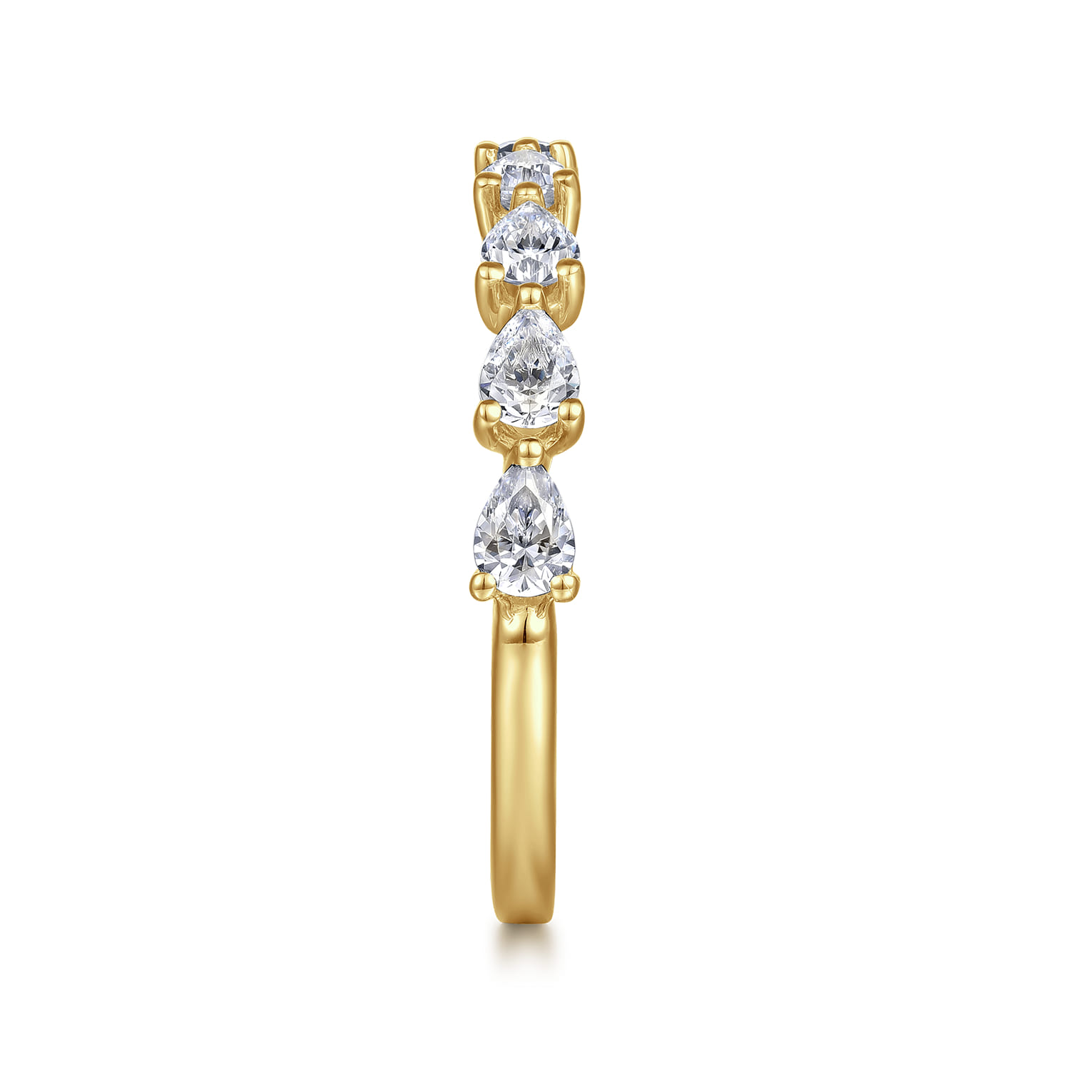 Fancy Wedding Ring in 14k Yellow Gold with Pear Natural Diamond at Gabriel & Co. - Shot 4
