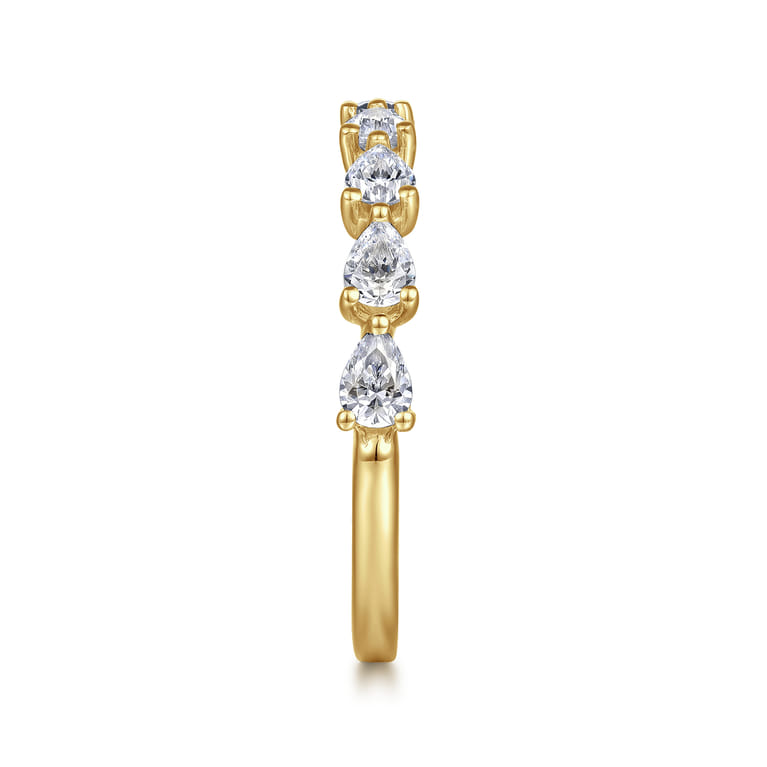 Fancy Wedding Ring in 14k Yellow Gold with Pear Natural Diamond at Gabriel & Co. - Shot 4