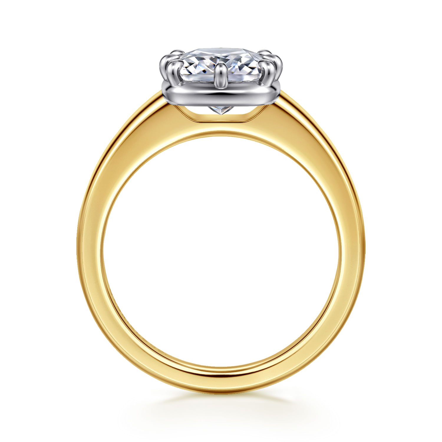 14K Yellow Gold Elongated Cushion Solitaire Diamond Engagement Ring