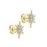 14K Yellow Gold Elongated Diamond Starburst Earrings - 0.4 ct