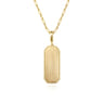14K Yellow Gold Elongated Dog Tag Pendant Hollow Chain Necklace