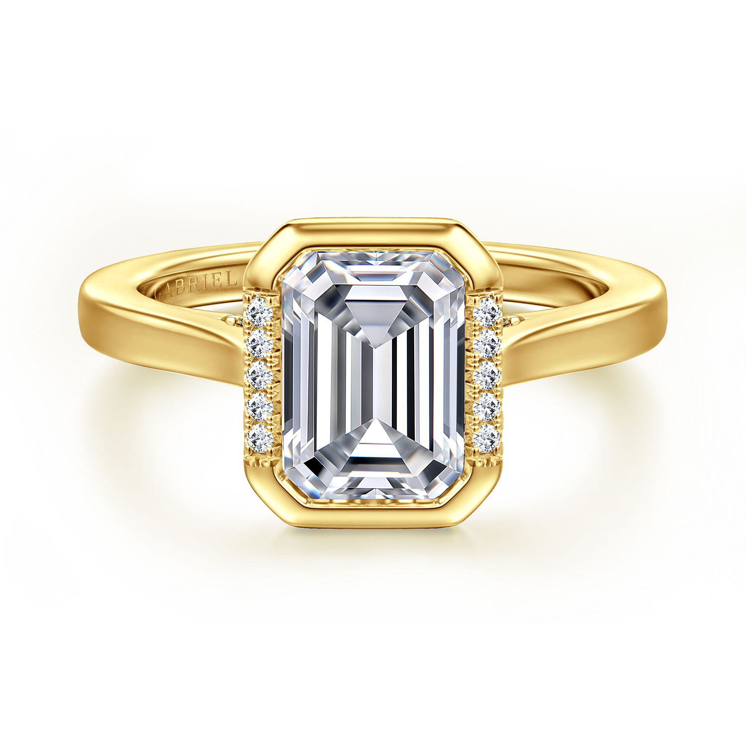 14K Yellow Gold Emerald Cut Diamond Engagement Ring