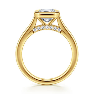 14K Yellow Gold Emerald Cut Diamond Engagement Ring