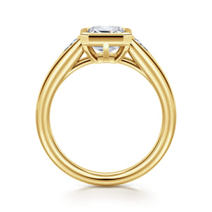 14K Yellow Gold Emerald Cut Three Stone Diamond Engagement Ring