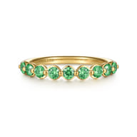 14K Yellow Gold Emerald Stackable Ring