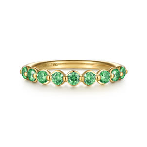 14K Yellow Gold Emerald Stackable Ring