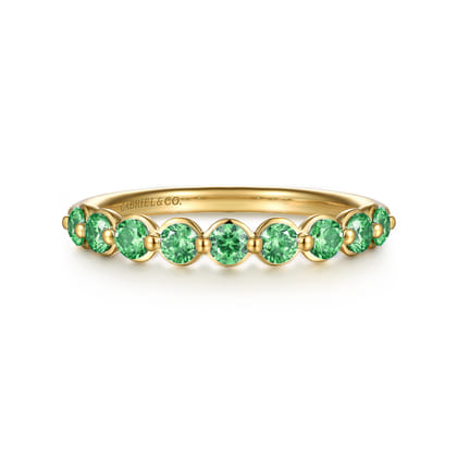 14K Yellow Gold Emerald Stackable Ring
