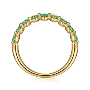 14K Yellow Gold Emerald Stackable Ring