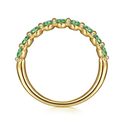 14K Yellow Gold Emerald Stackable Ring