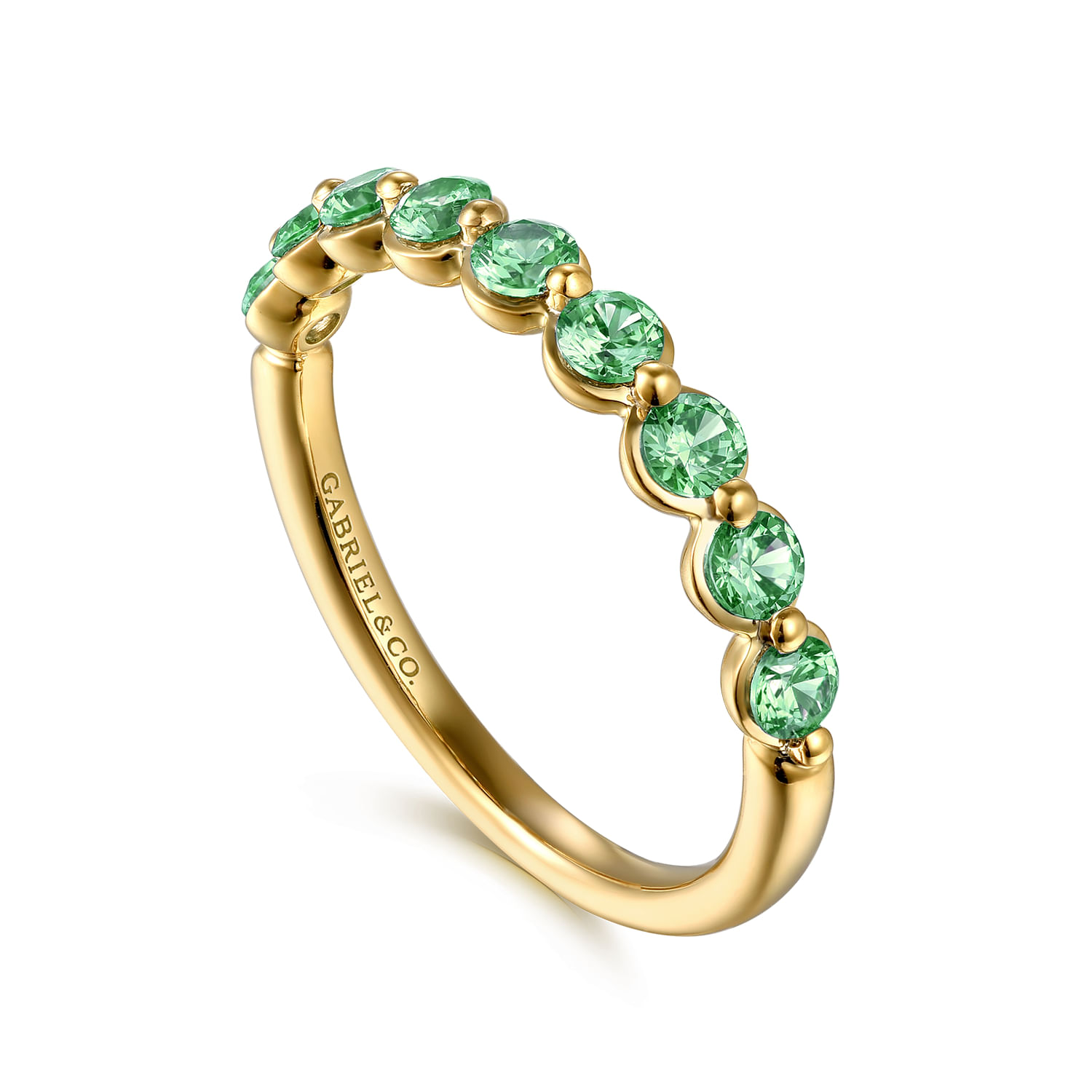 14K Yellow Gold Emerald Stackable Ring