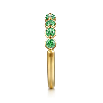 14K Yellow Gold Emerald Stackable Ring