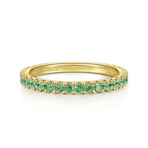 14K Yellow Gold Emerald Stacklable Ring