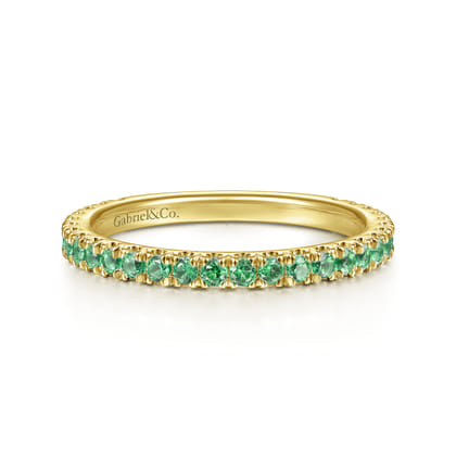 14K Yellow Gold Emerald Stacklable Ring