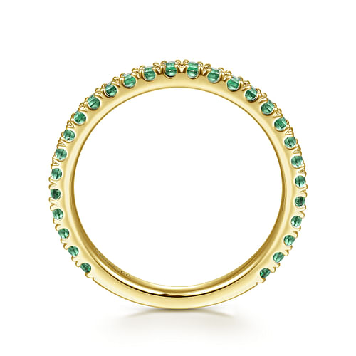 14K Yellow Gold Emerald Stacklable Ring - Shot 2