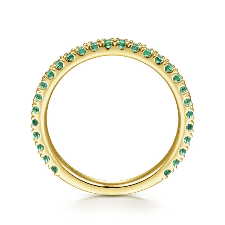 14K Yellow Gold Emerald Stacklable Ring - Shot 2
