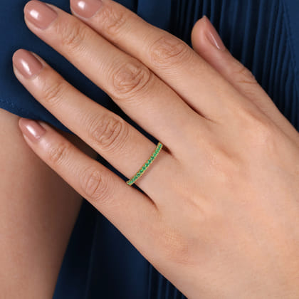 14K Yellow Gold Emerald Stacklable Ring