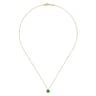 14K Yellow Gold Emerald and Diamond Halo Pendant Necklace - 0.07 ct