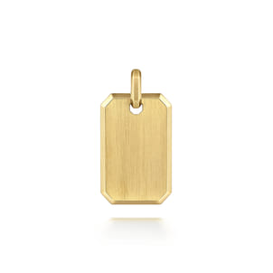 14K Yellow Gold Engravable Dog Tag Pendant