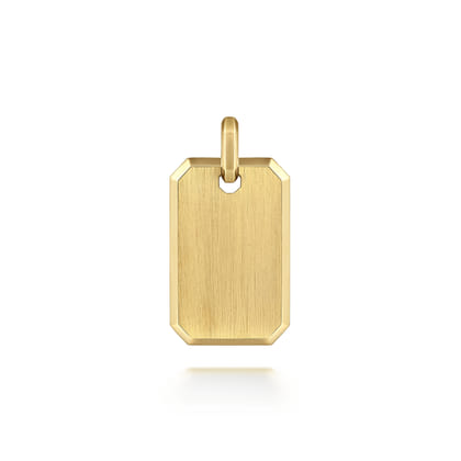 14K Yellow Gold Engravable Dog Tag Pendant