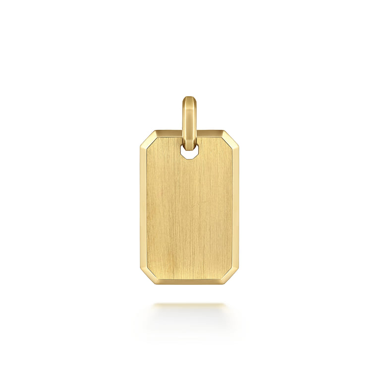 14K Yellow Gold Engravable Dog Tag Pendant - Shot 1