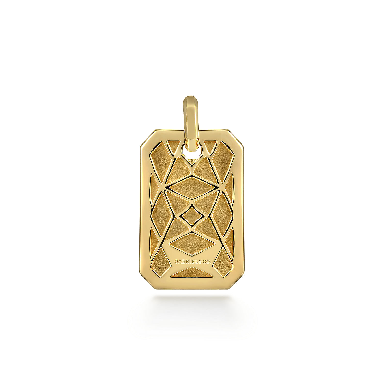 14K Yellow Gold Engravable Dog Tag Pendant - Shot 2