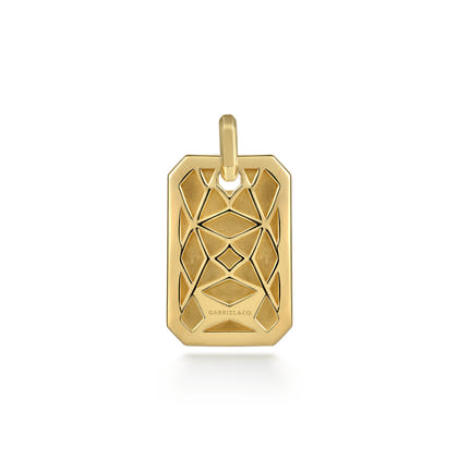 14K Yellow Gold Engravable Dog Tag Pendant