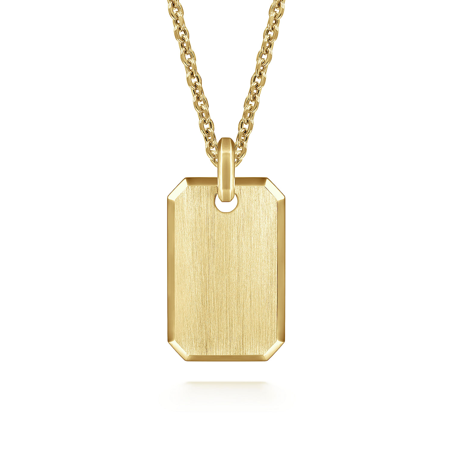 14K Yellow Gold Engravable Dog Tag Pendant - Shot 3