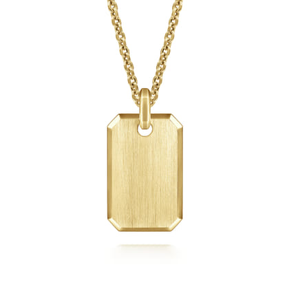 14K Yellow Gold Engravable Dog Tag Pendant