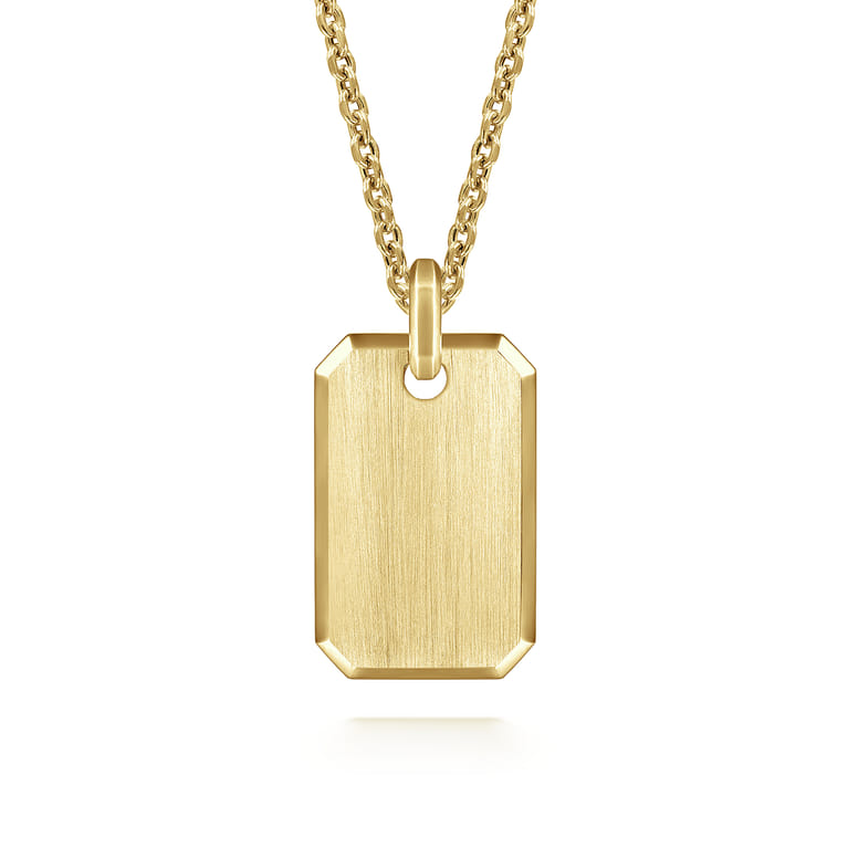 14K Yellow Gold Engravable Dog Tag Pendant - Shot 3