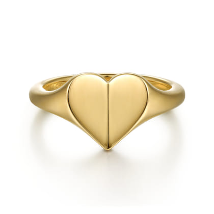 14K Yellow Gold Engravable Heart Ring