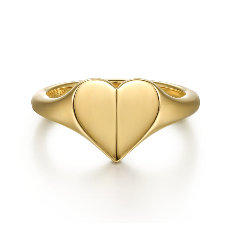 14K Yellow Gold Engravable Heart Ring - Shot 1