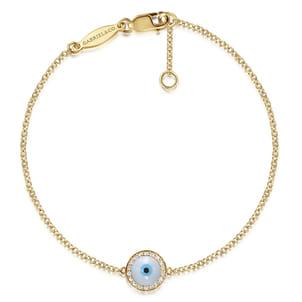 14K Yellow Gold Evil Eye Bracelet