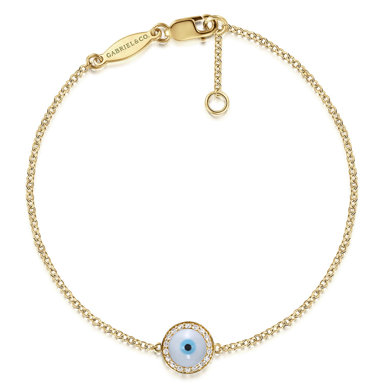 14K Yellow Gold Evil Eye Bracelet - 0.1 ct - Shot 1