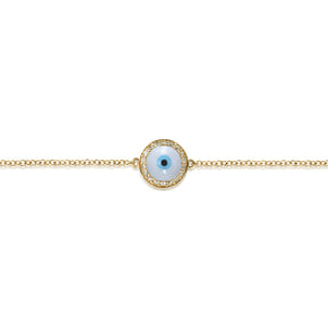 14K Yellow Gold Evil Eye Bracelet