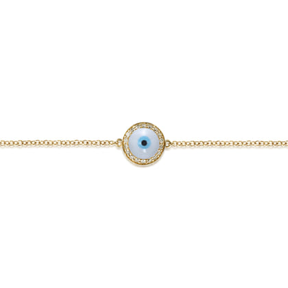 14K Yellow Gold Evil Eye Bracelet