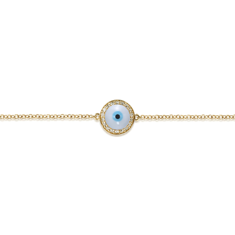 14K Yellow Gold Evil Eye Bracelet - 0.1 ct - Shot 2