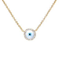 14K Yellow Gold Evil Eye Necklace