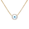 14K Yellow Gold Evil Eye Necklace - 0.11 ct
