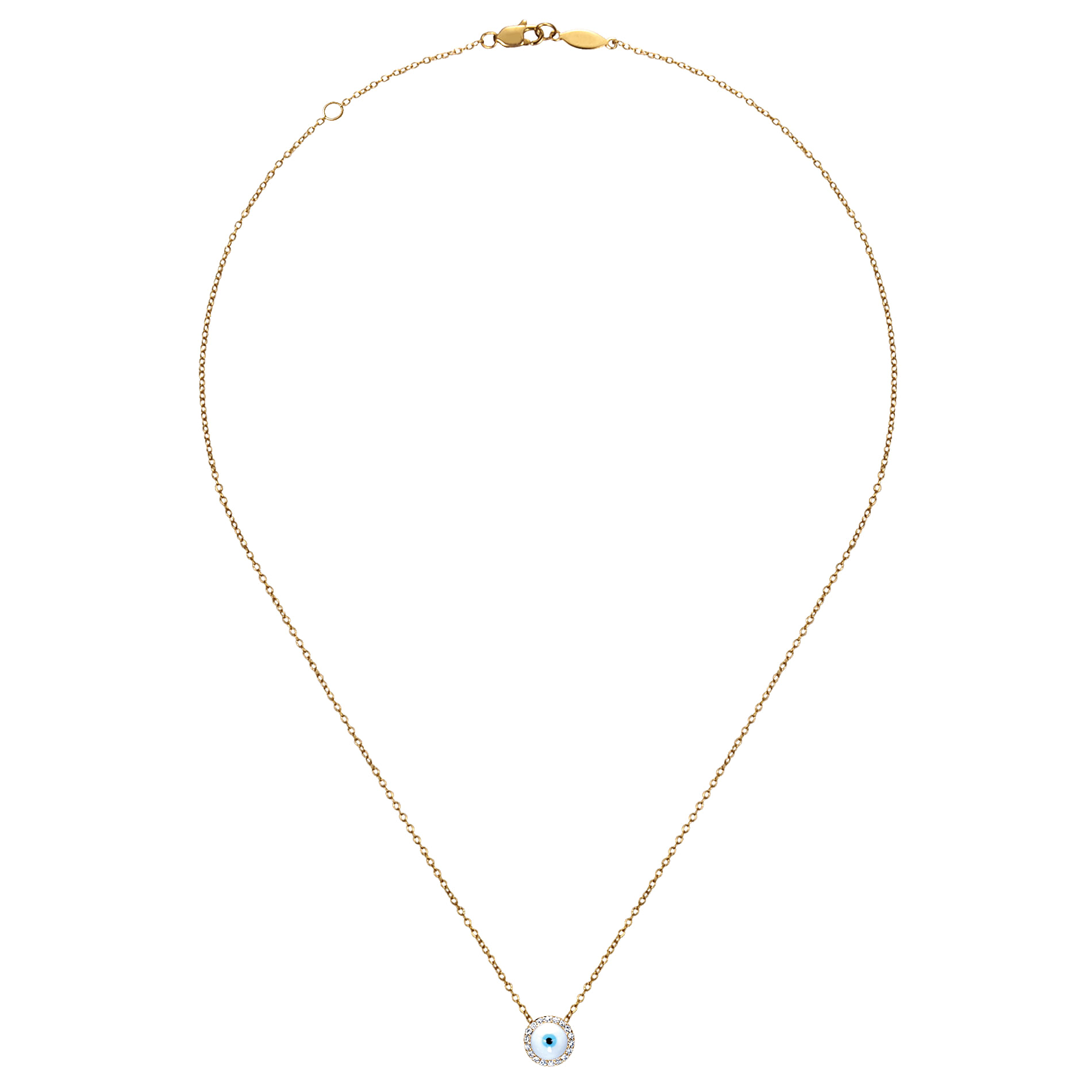 14K Yellow Gold Evil Eye Necklace