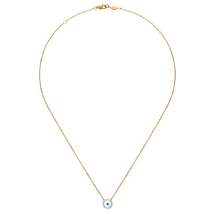 14K Yellow Gold Evil Eye Necklace