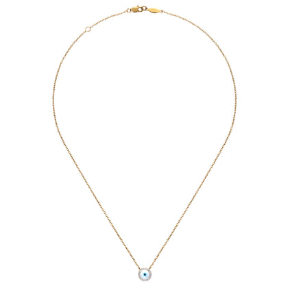 14K Yellow Gold Evil Eye Necklace