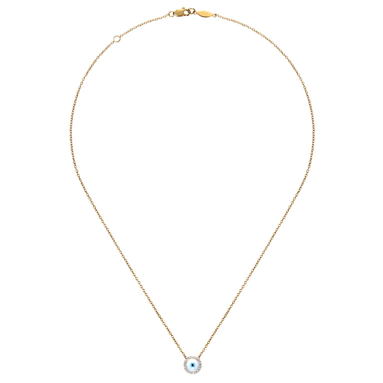 14K Yellow Gold Evil Eye Necklace - 0.11 ct - Shot 2