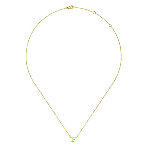 14K Yellow Gold F Initial Necklace - Shot 2