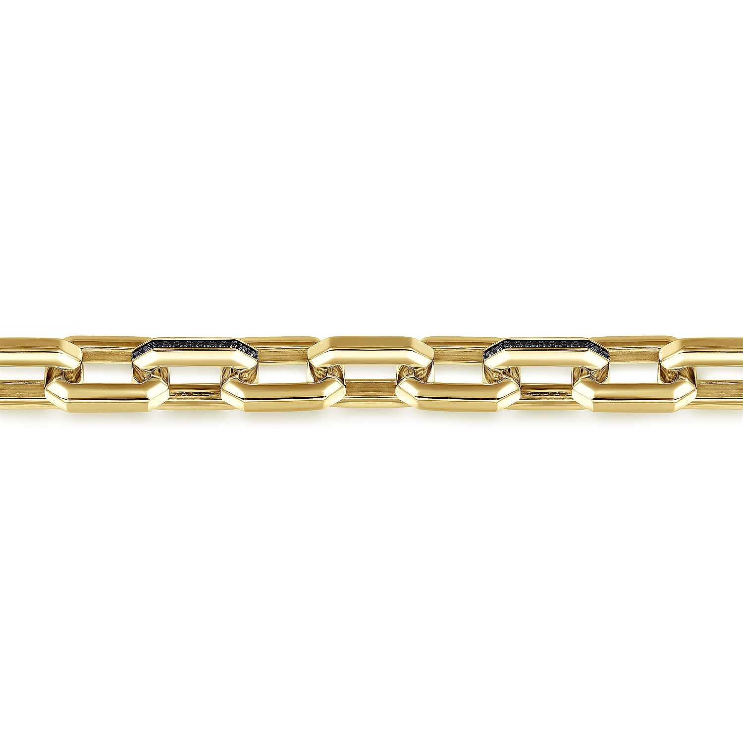 14K Yellow Gold Faceted Chain Black Diamond Bracelet - 0.66 ct - Shot 2