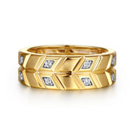 14K Yellow Gold Faceted Diamond Fashion Men's Ring